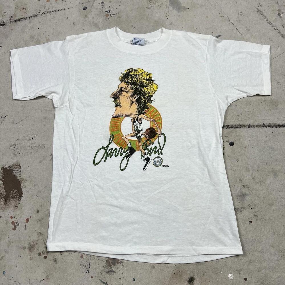 80S Larry Bird Boston Celtics T Shirt Mens   Single Stitch